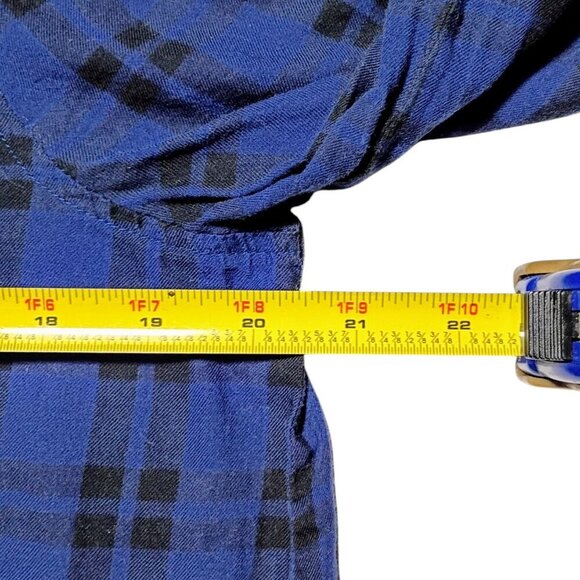 Madewell Blue Black Plaid Wrap Long Sleeve Button Shirt Top Women Medium - Picture 6 of 10